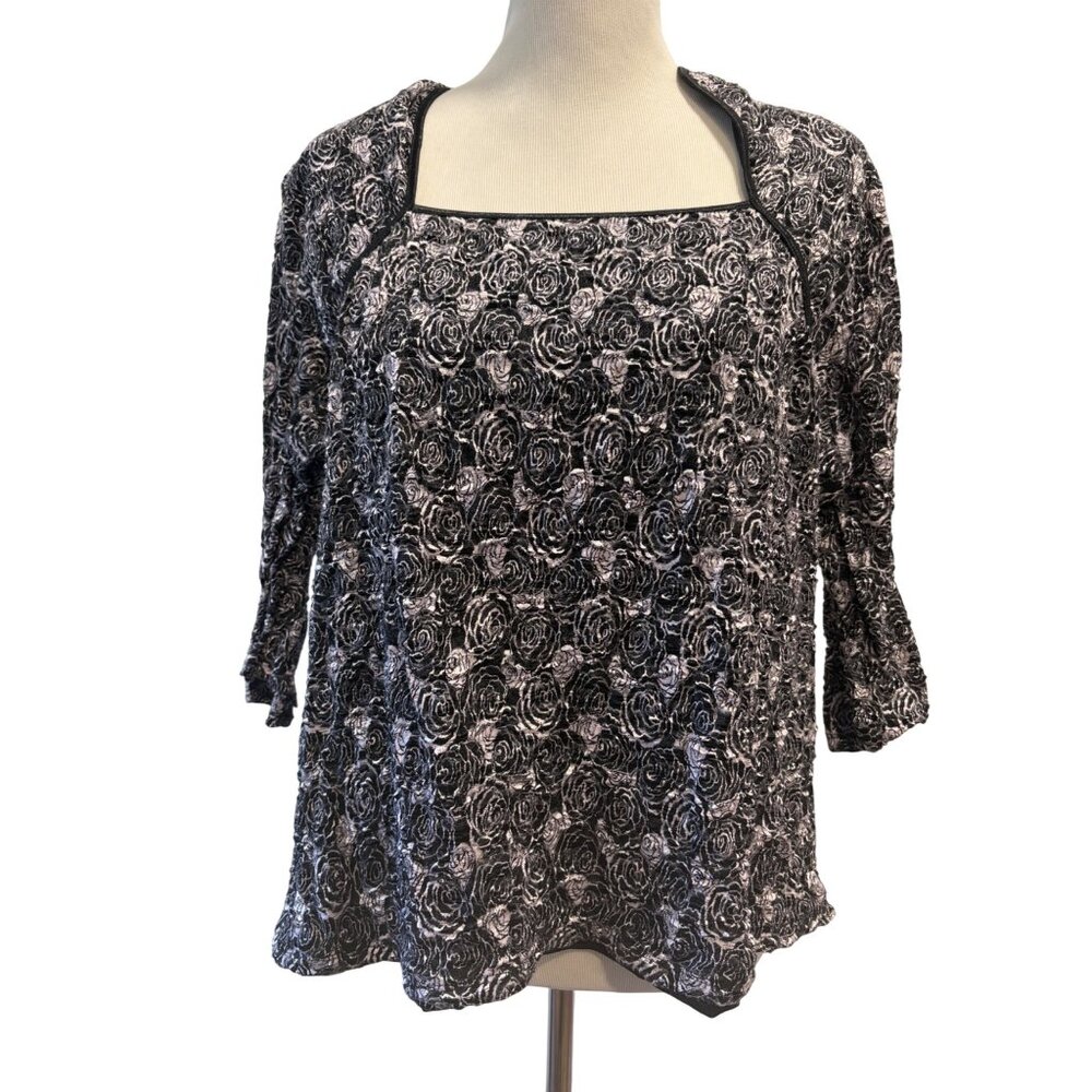 INC Elegant Floral Rose Textured Top Woman 2X Stretch Goth Witchy‎ Cosplay Fairy